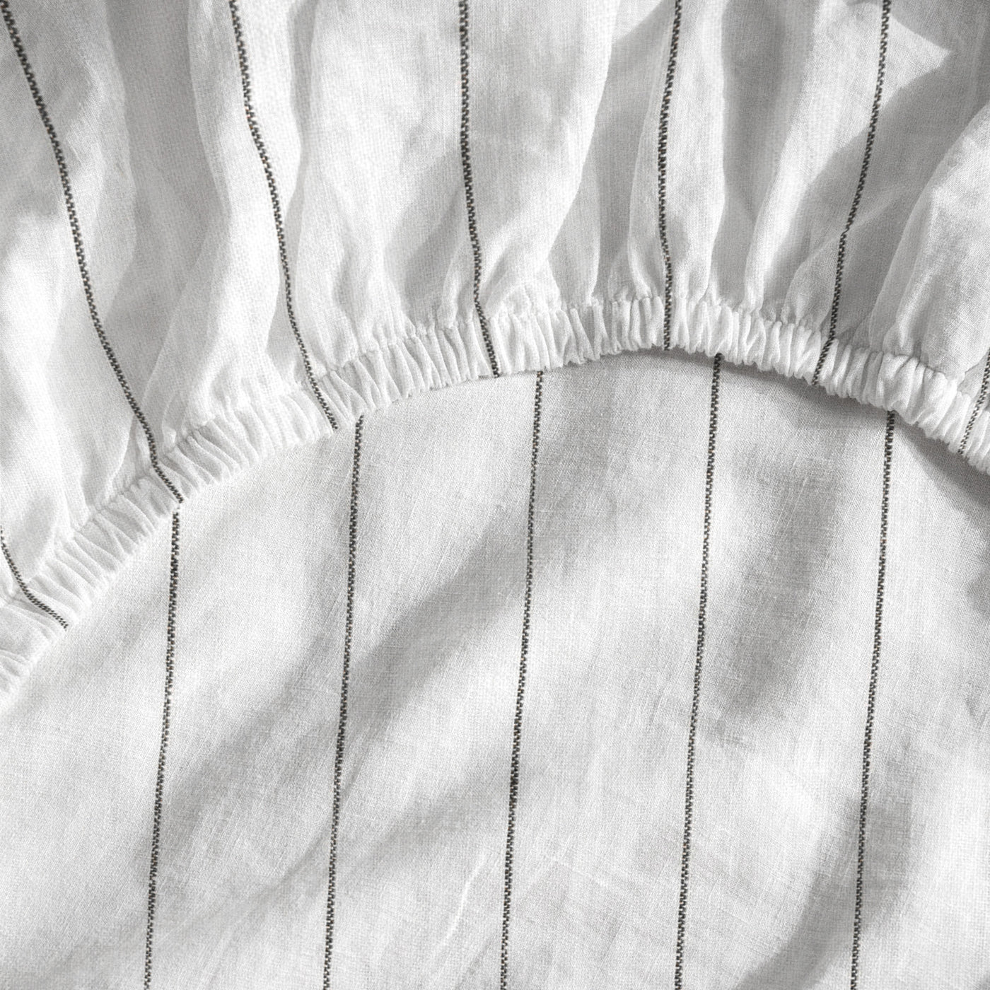 French Flax Linen Sheet Set in Charcoal Stripe