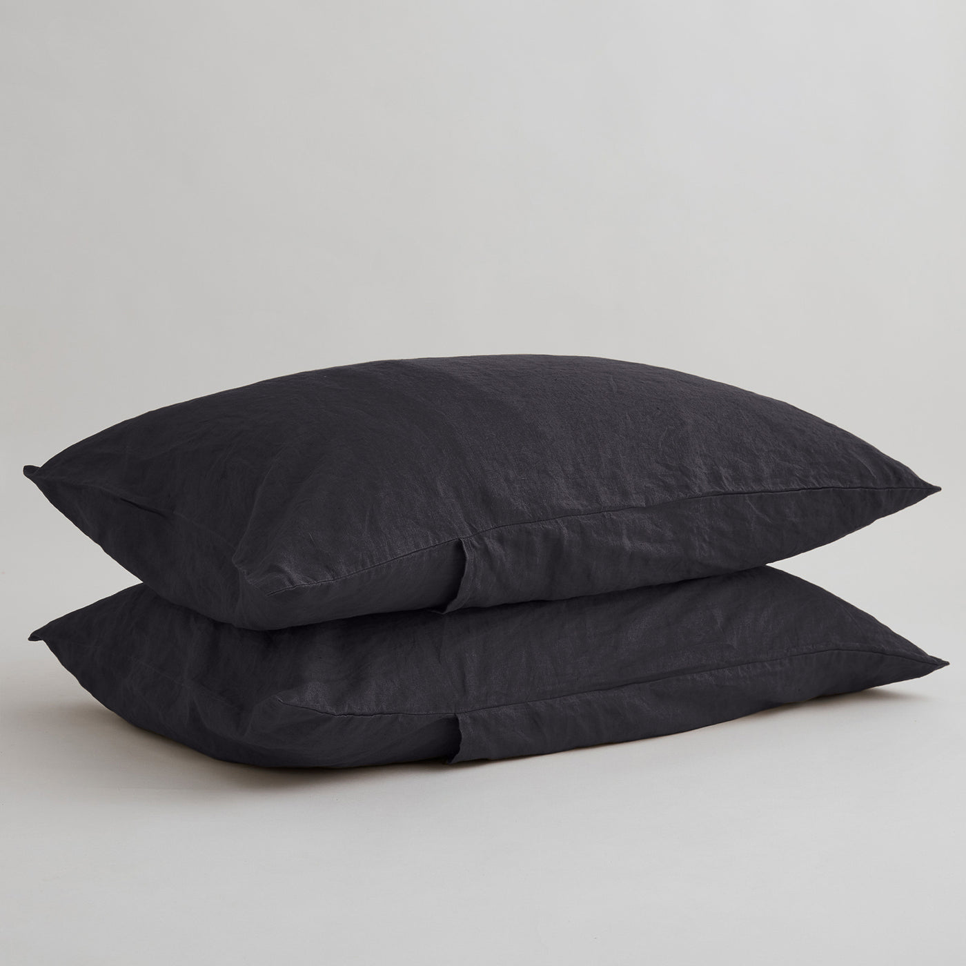 French Flax Linen Pillowcase SET in Charcoal
