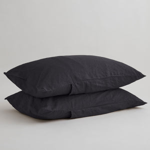 French Flax Linen Pillowcase SET in Charcoal