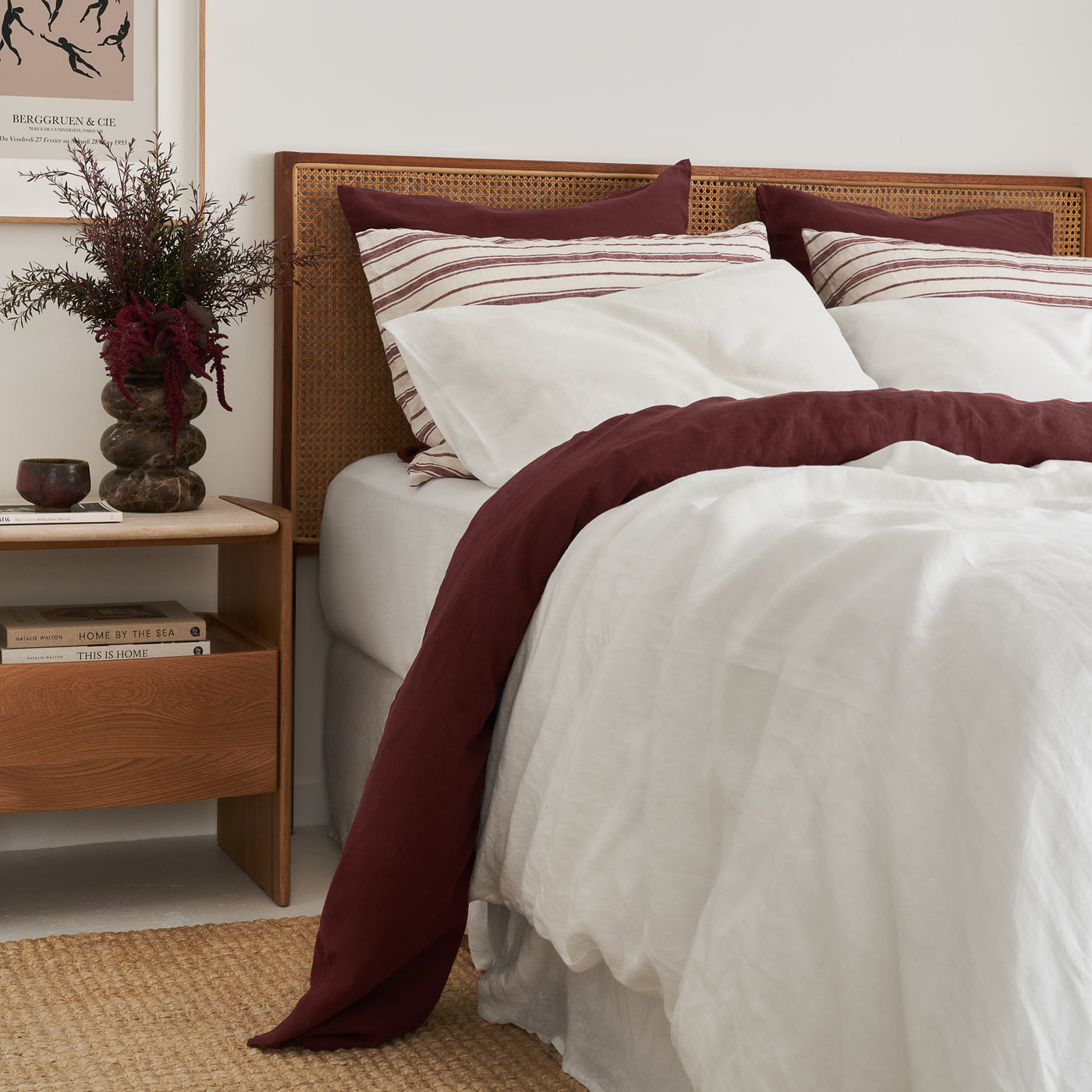 French Flax Linen Flat Sheet in Cherrywood