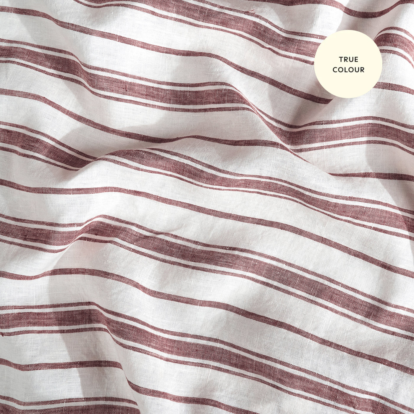 French Flax Linen Double Sided Quilt Cover Set in Cherrywood/Cherrywood Stripe