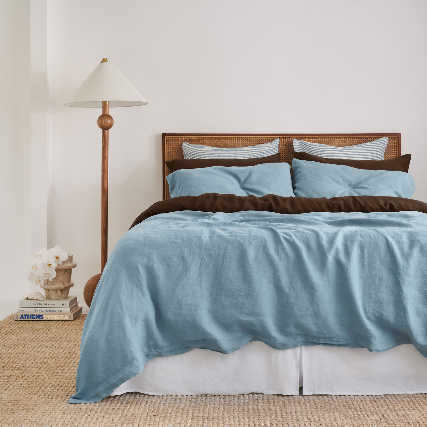 French Flax Linen Quilt Cover in Marine Blue