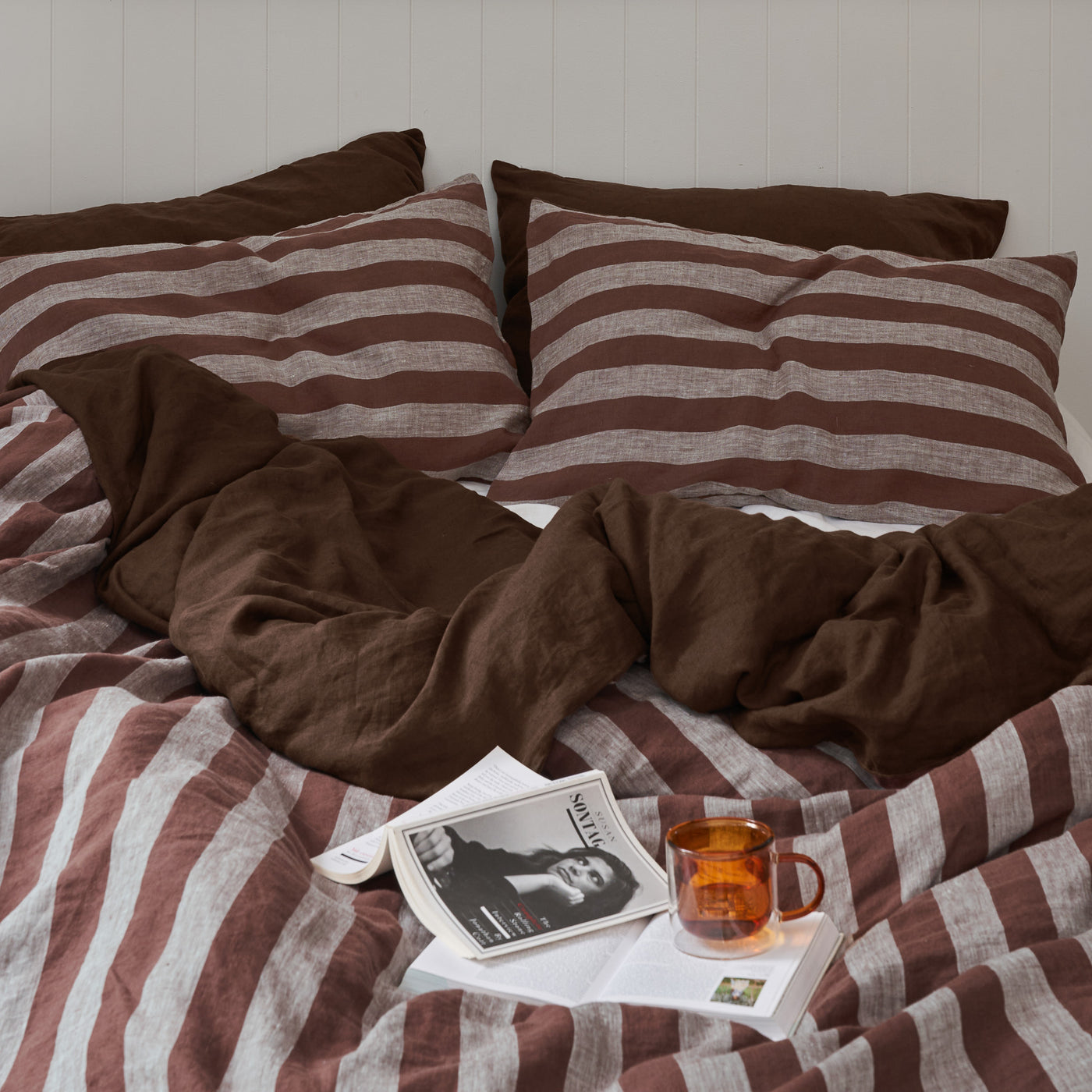 Standard Pillowcase Set - Chocolate Stripe