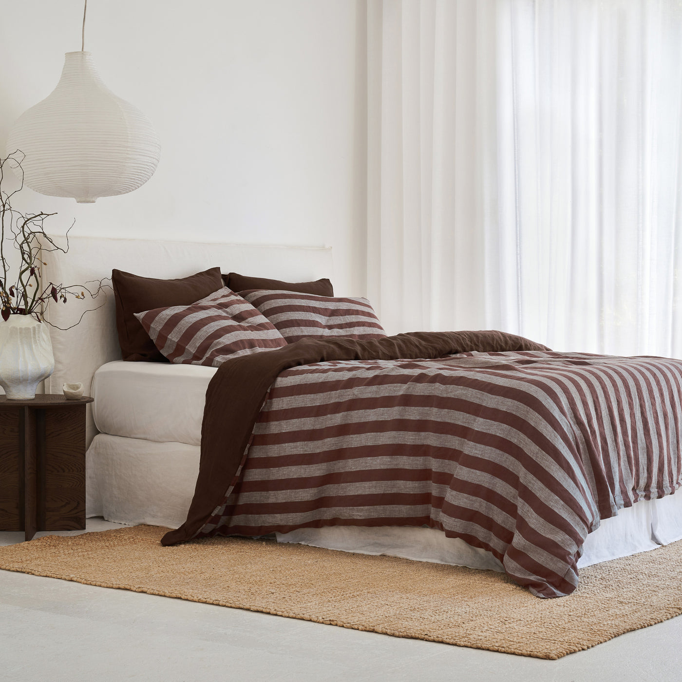 Standard Pillowcase Set - Chocolate Stripe