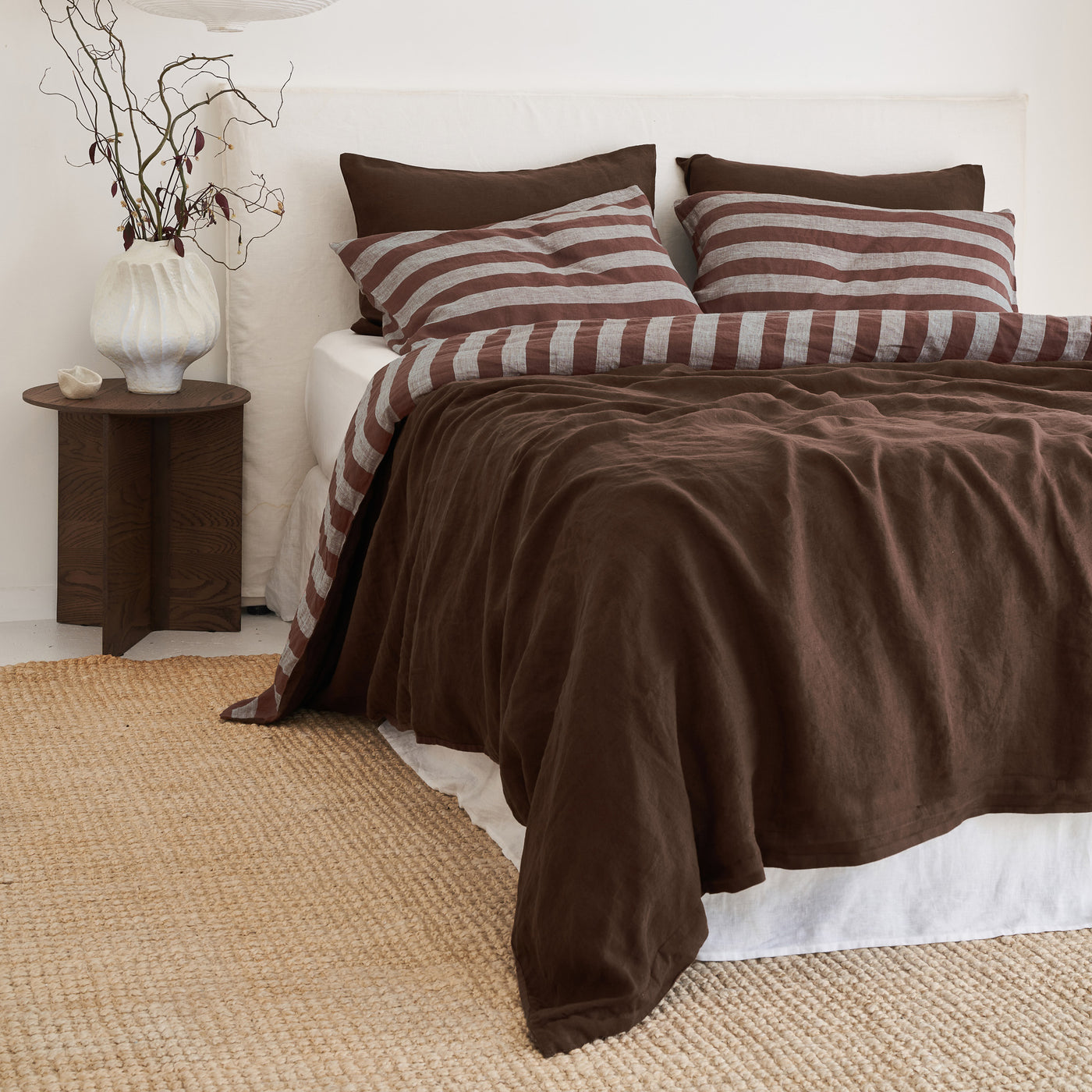 Standard Pillowcase Set - Chocolate Stripe