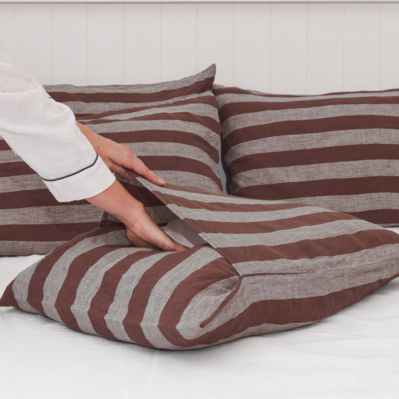 Standard Pillowcase Set - Chocolate Stripe