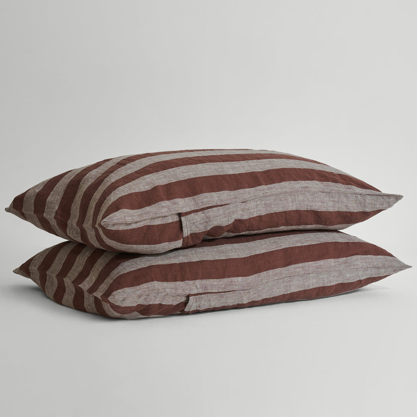 Standard Pillowcase Set - Chocolate Stripe