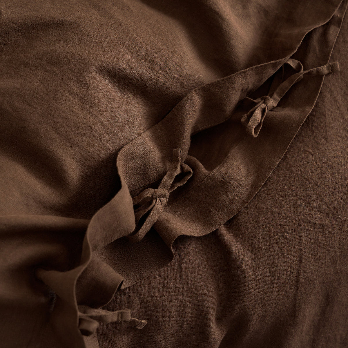 French Flax Linen Quilt Cover in Chocolate