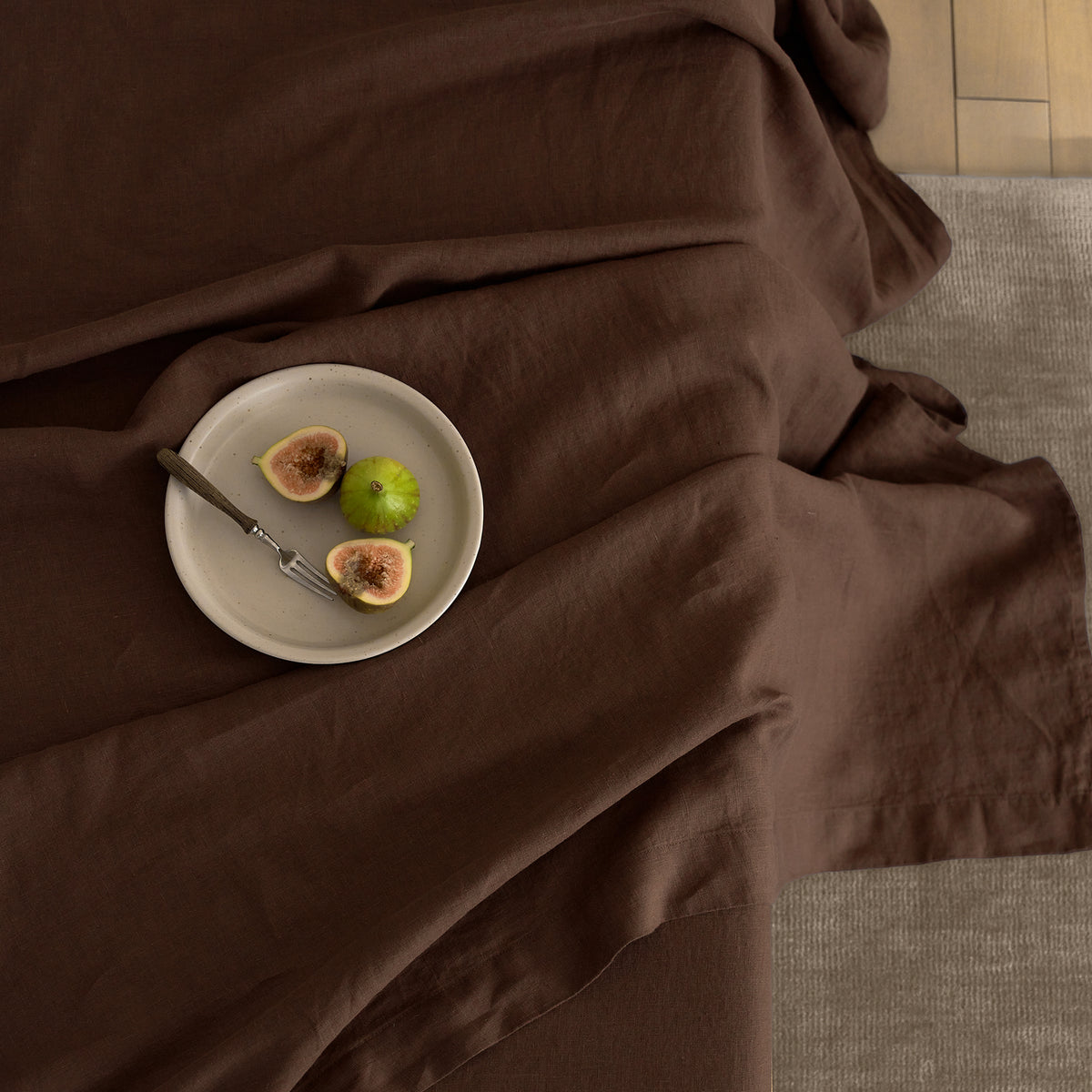 French Flax Linen Flat Sheet in Chocolate