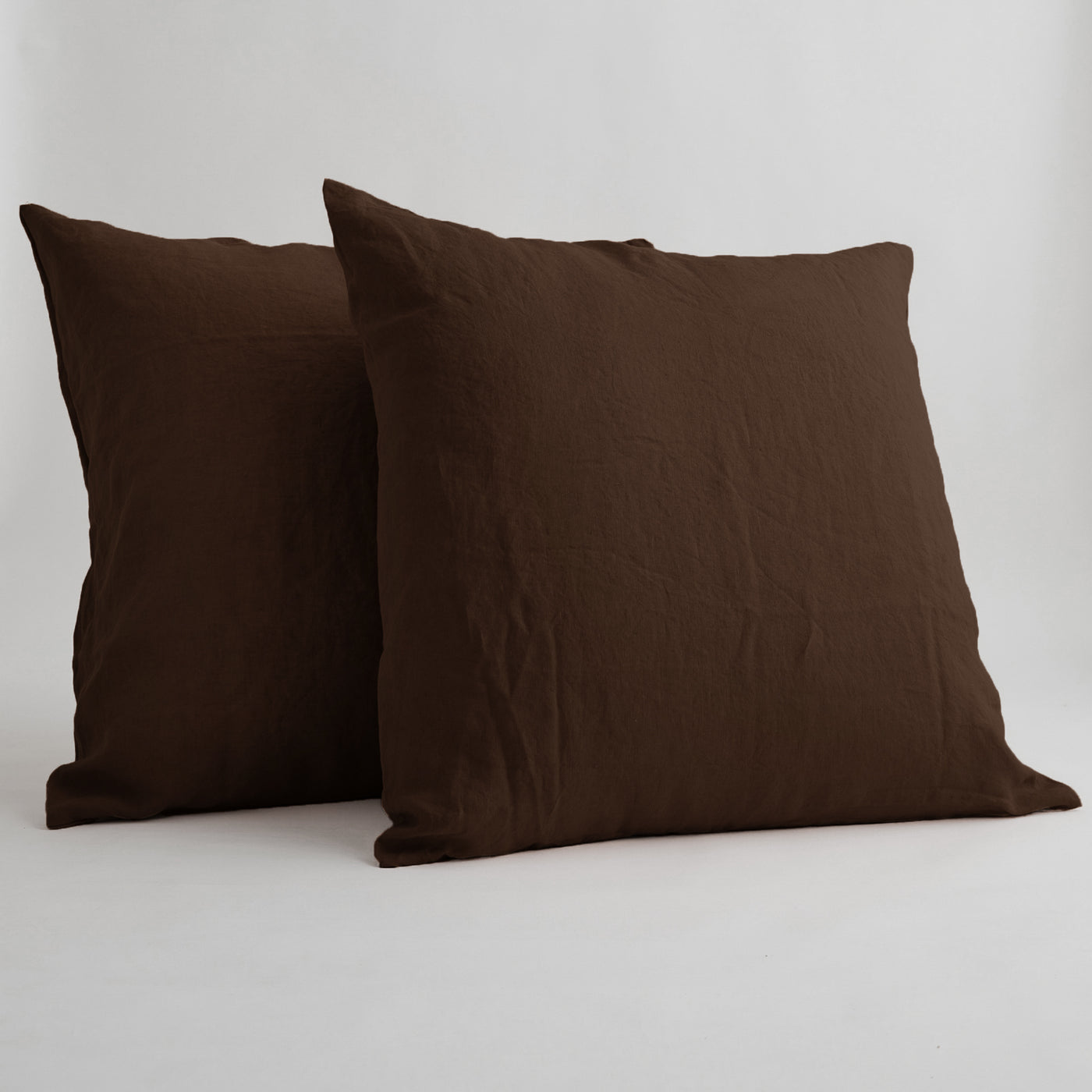 French Flax Linen Pillowcase Set in Chocolate