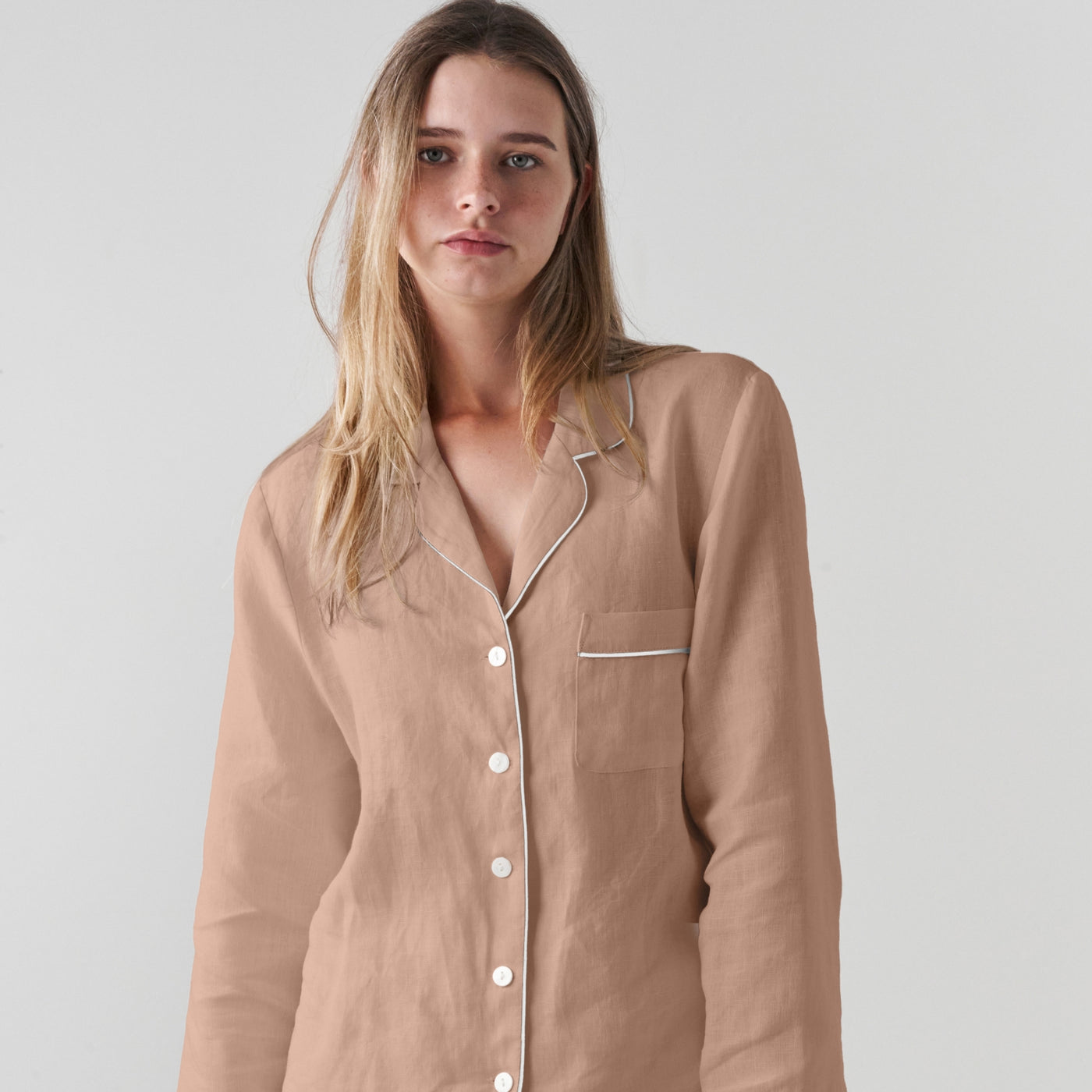 French Flax Linen Pyjama Set in Clay