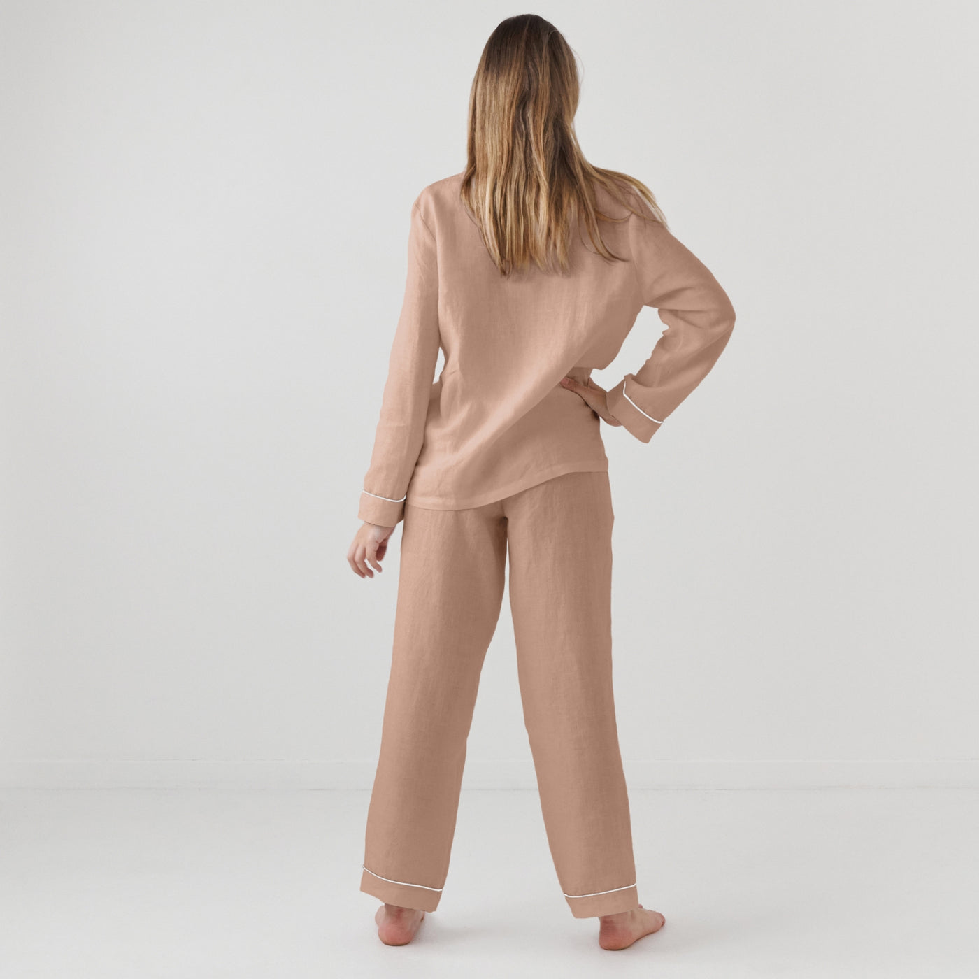 French Flax Linen Pyjama Set in Clay