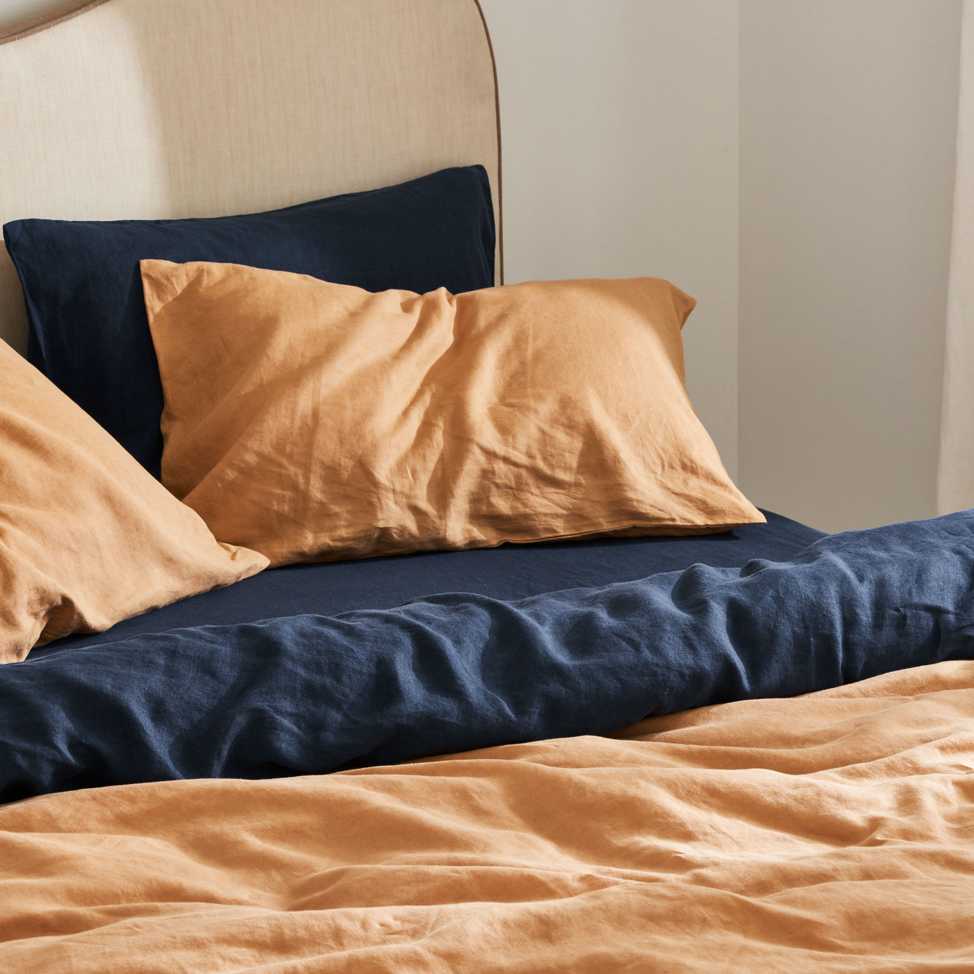 French Flax Linen Quilt Cover Set in Sandalwood