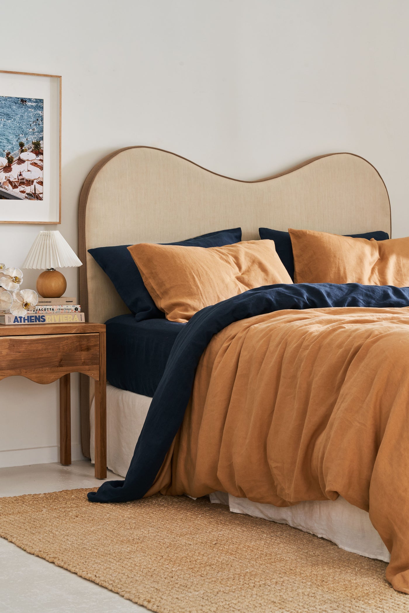 French Flax Linen Flat Sheet in Indigo