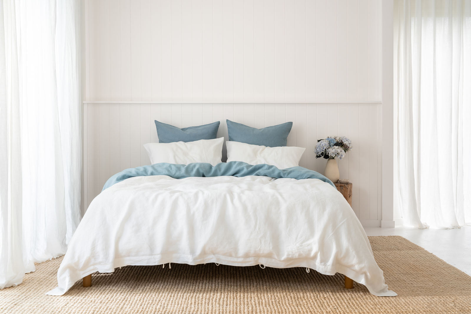 French Flax Linen Quilt Cover Set in White – I Love Linen