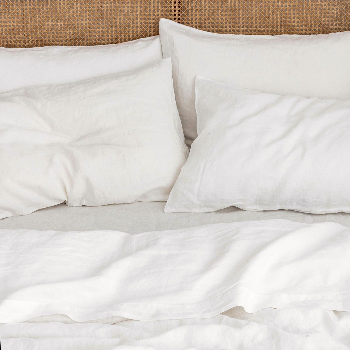 French Flax Linen Pillowcase Set in Milk