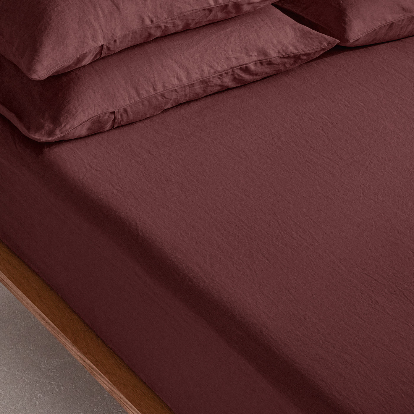 French Flax Linen Sheet Set in Cherrywood
