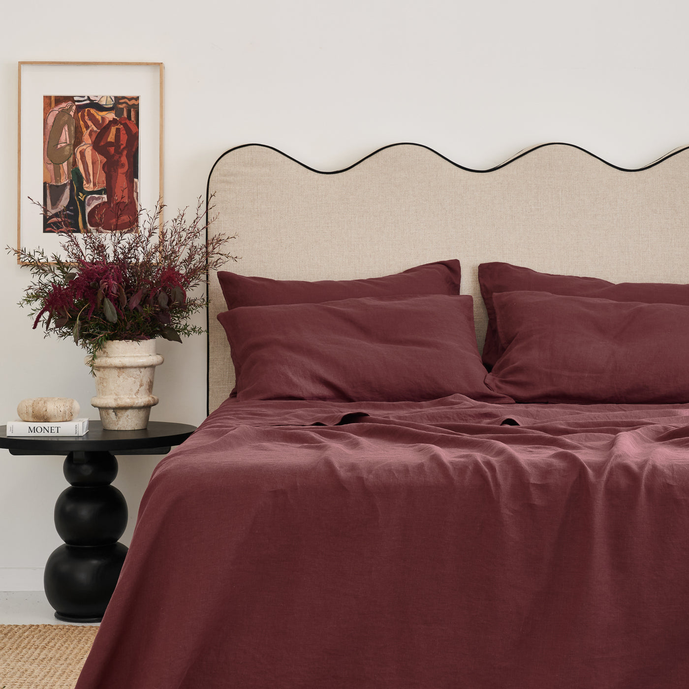 French Flax Linen Sheet Set in Cherrywood