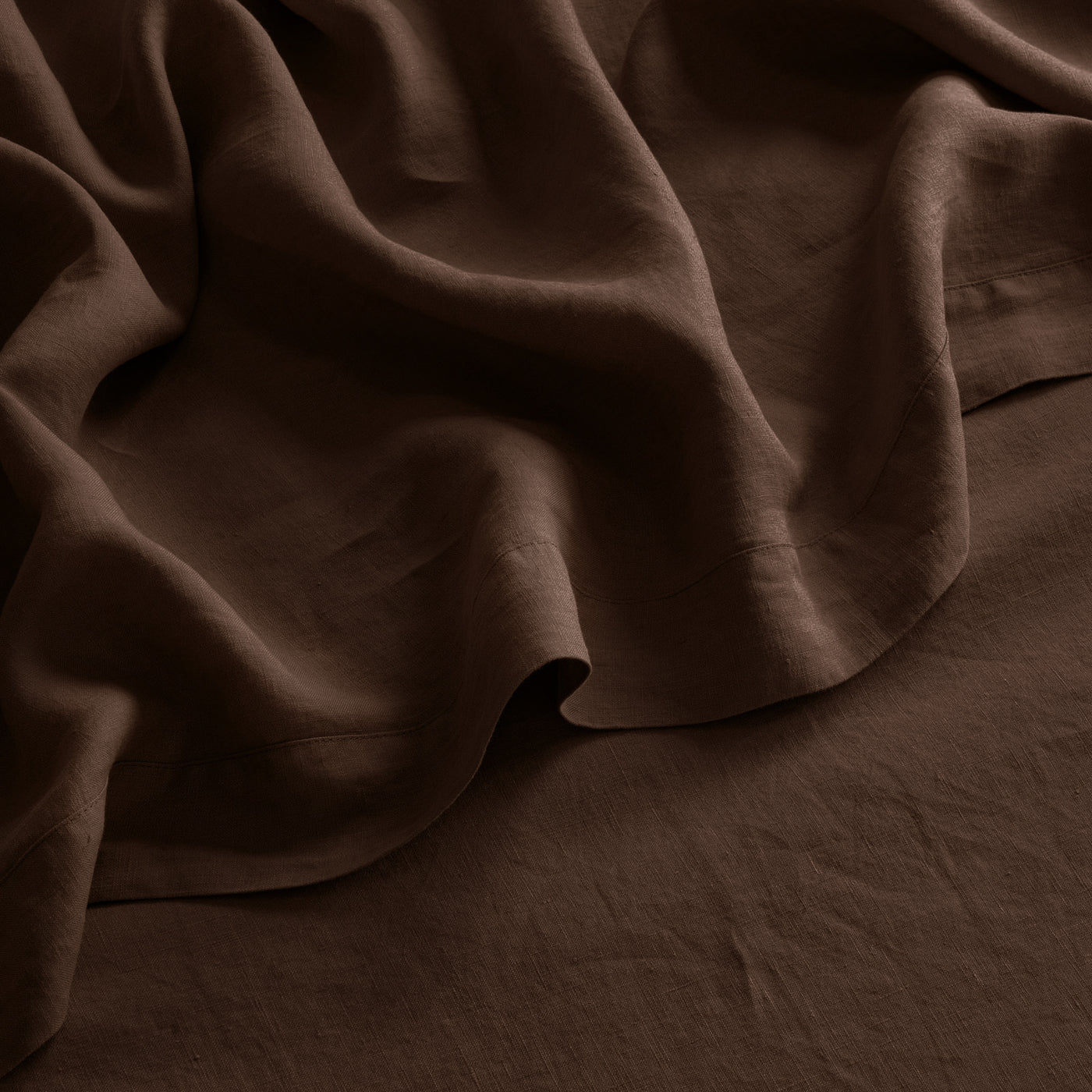French Flax Linen Flat Sheet in Chocolate