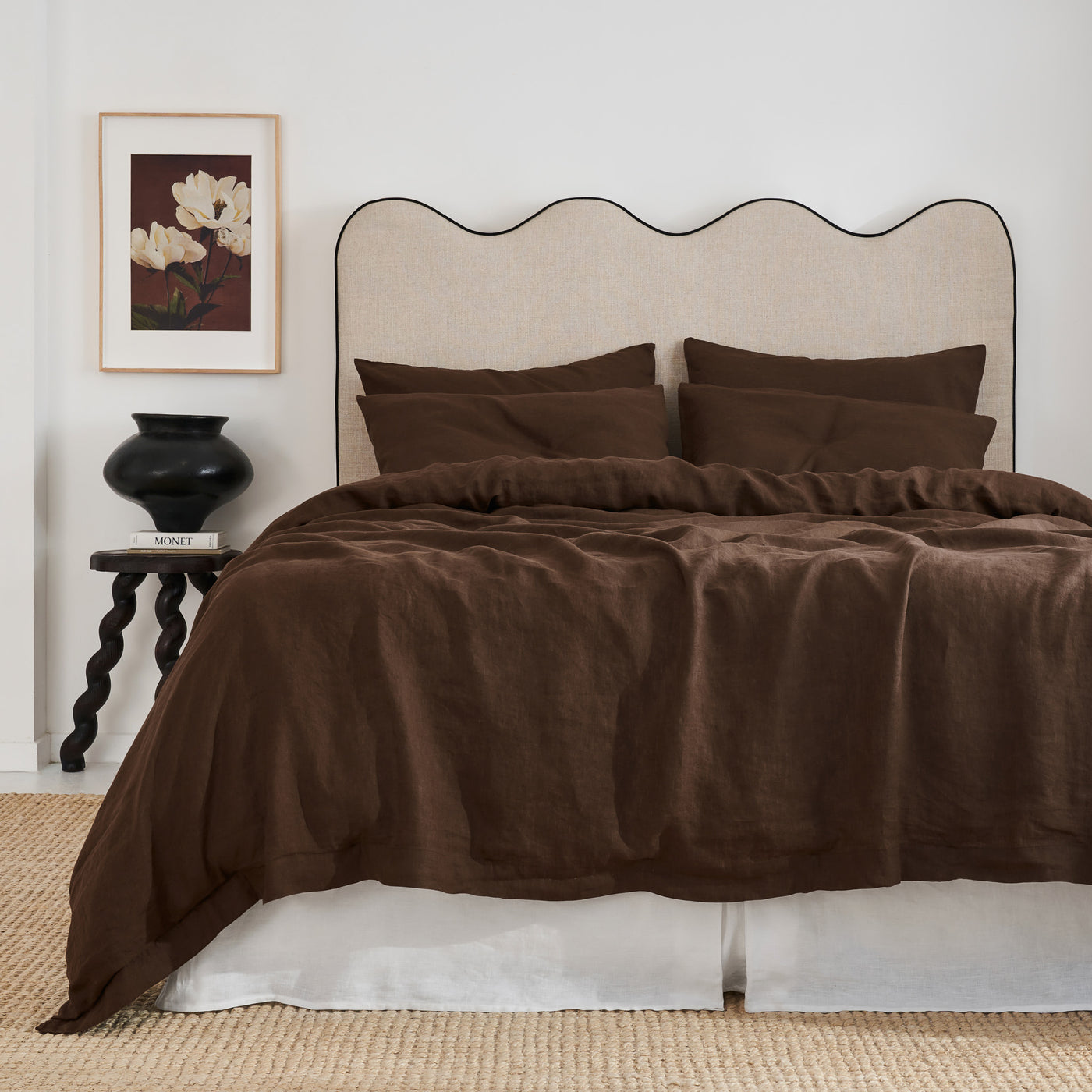 French Flax Linen Quilt Cover in Chocolate