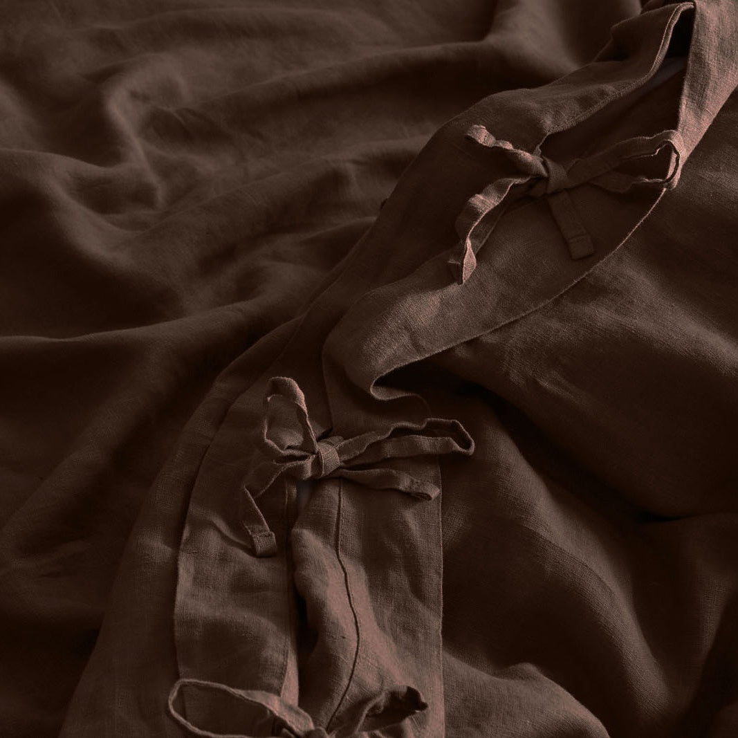 French Flax Linen Quilt Cover in Chocolate