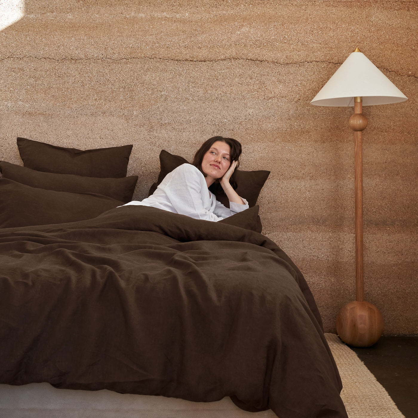 French Flax Linen Pillowcase Set in Chocolate