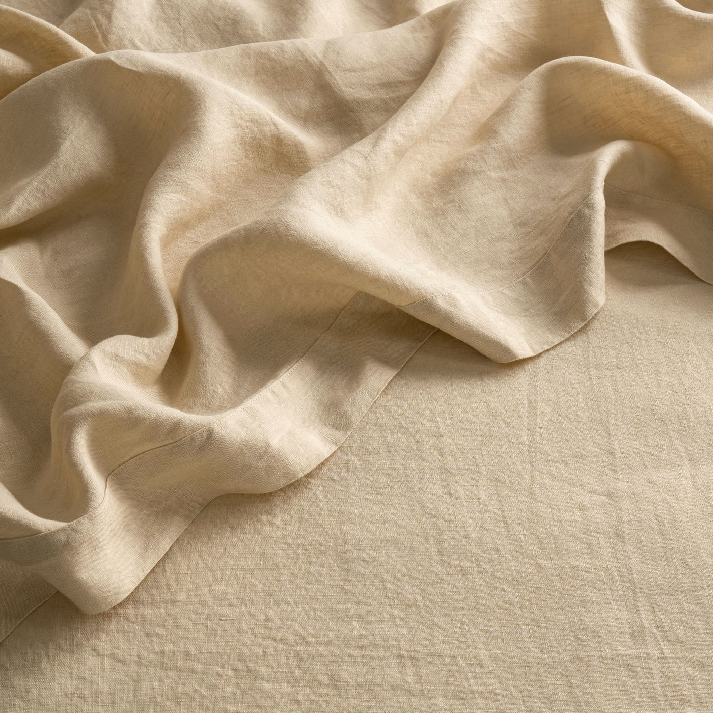 French Flax Linen Flat Sheet in Creme