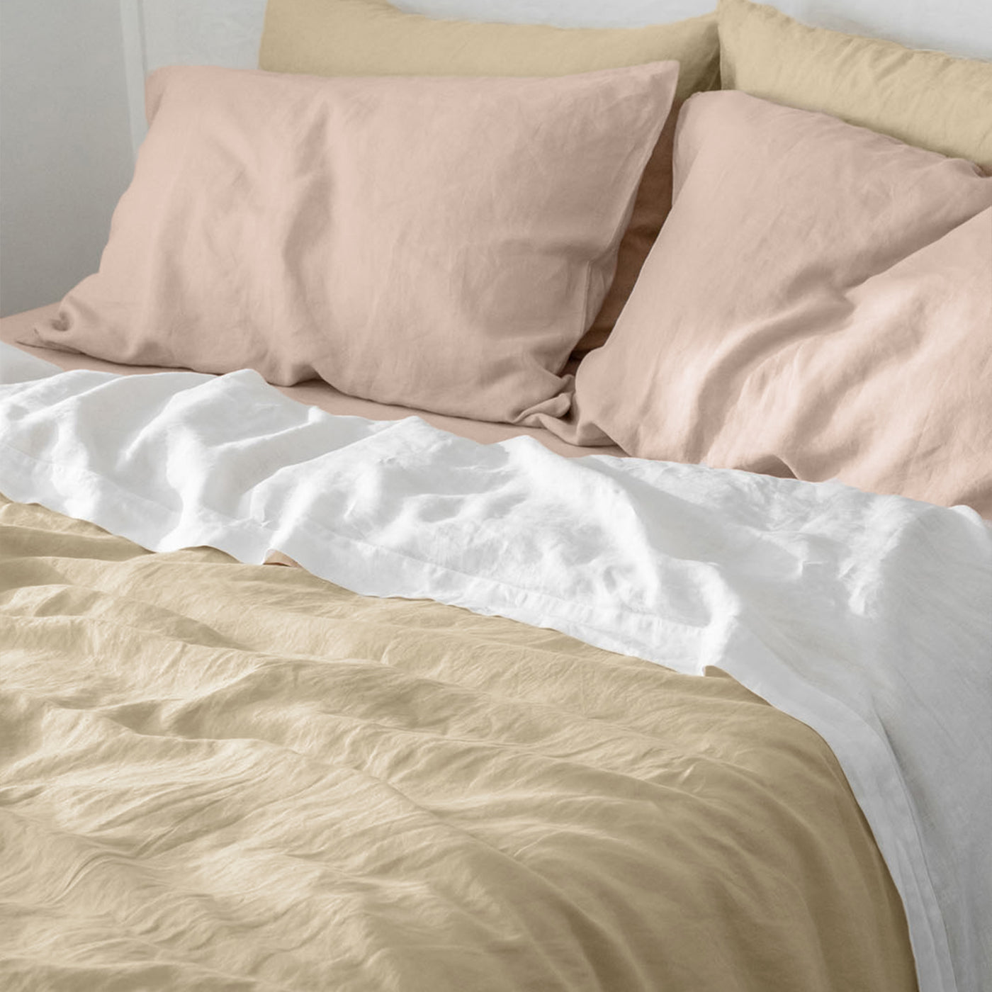 French Flax Linen Quilt Cover Set in Creme