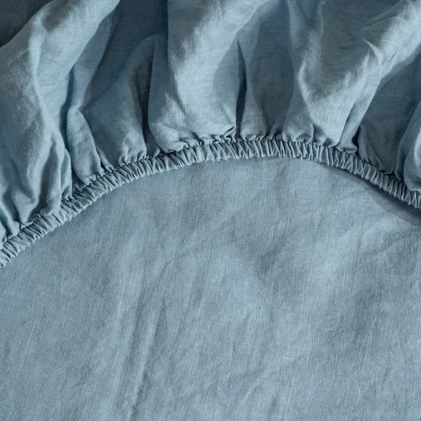 French Flax Linen Fitted Sheet in Marine Blue