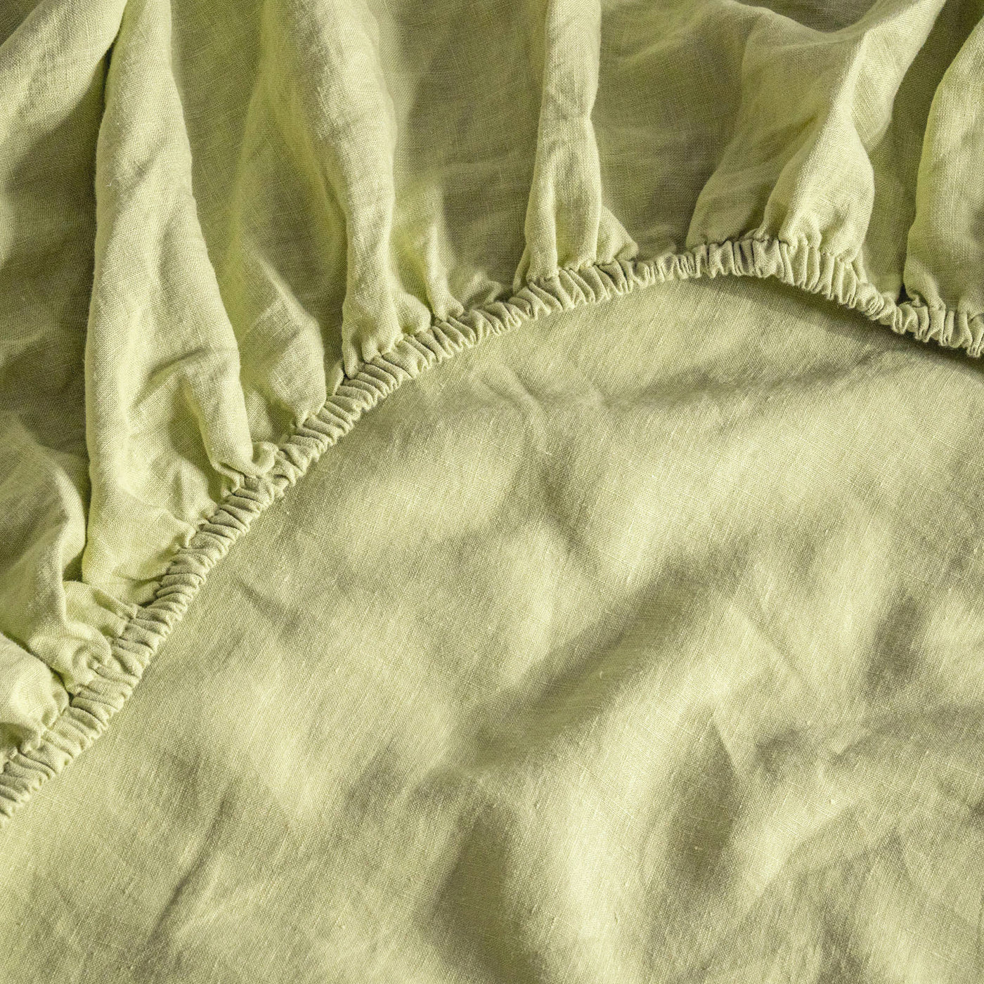 French Flax Linen Sheet Set in Matcha