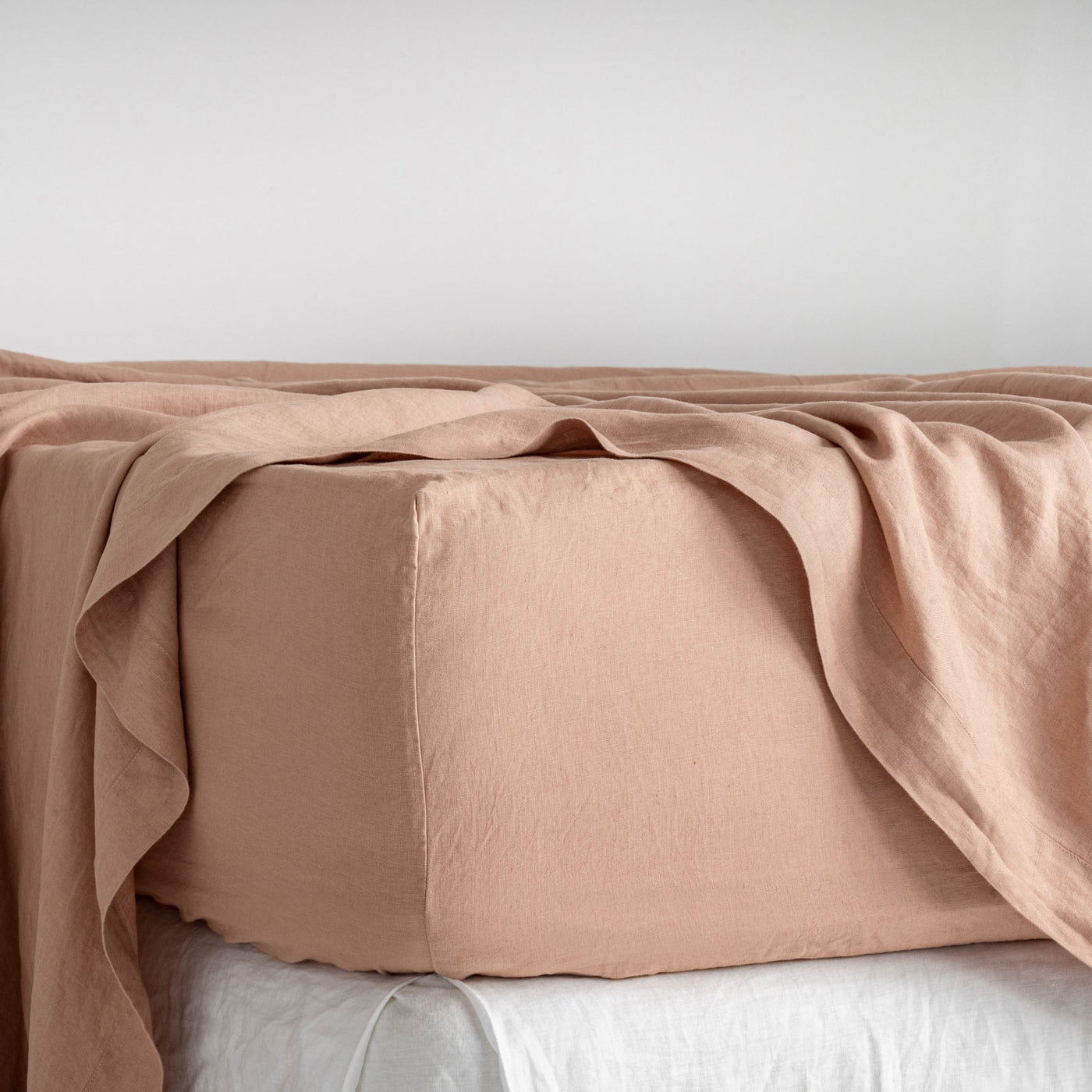French Flax Linen Fitted Sheet in Clay