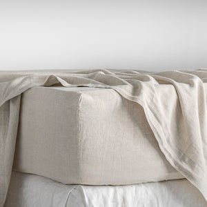 French Flax Linen Fitted Sheet in Natural