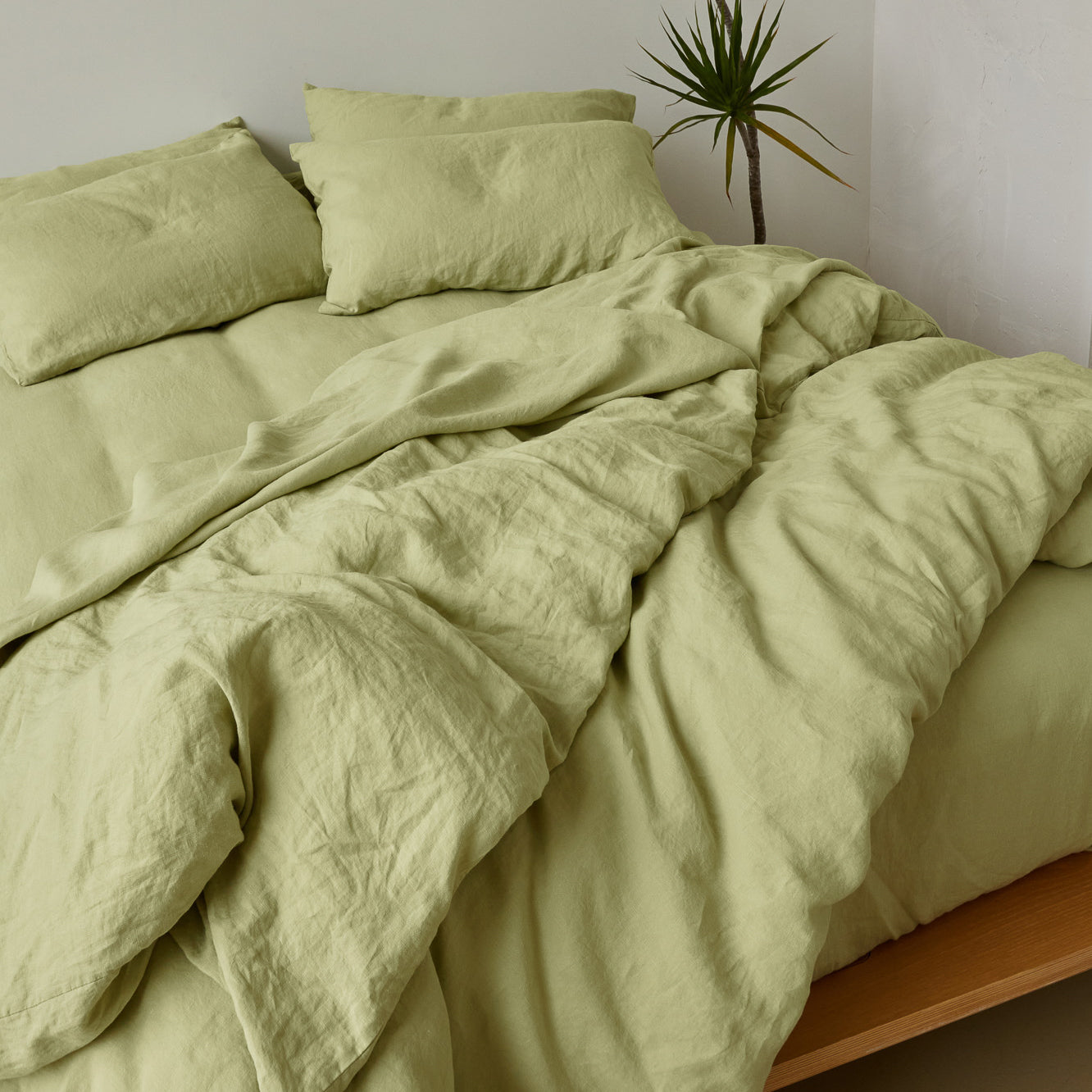 French Flax Linen Quilt Cover Set in Matcha