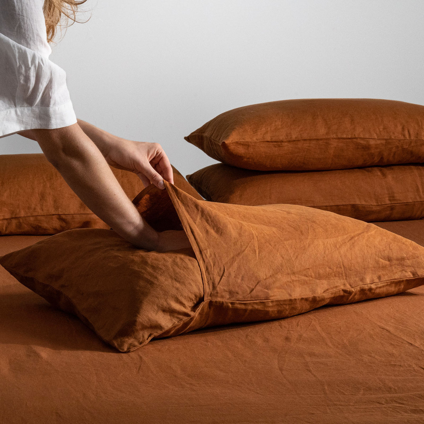 French Flax Linen Pillowcase Set in Ochre