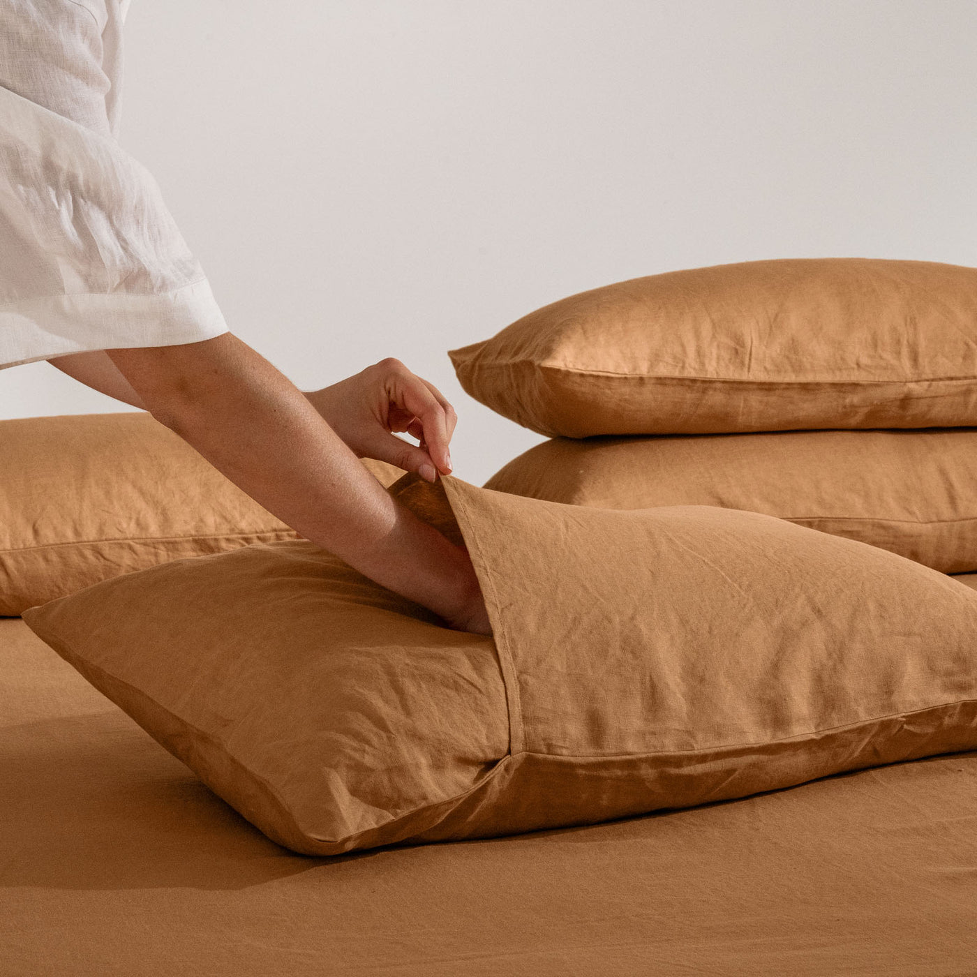 French Flax Linen Sheet Set in Sandalwood
