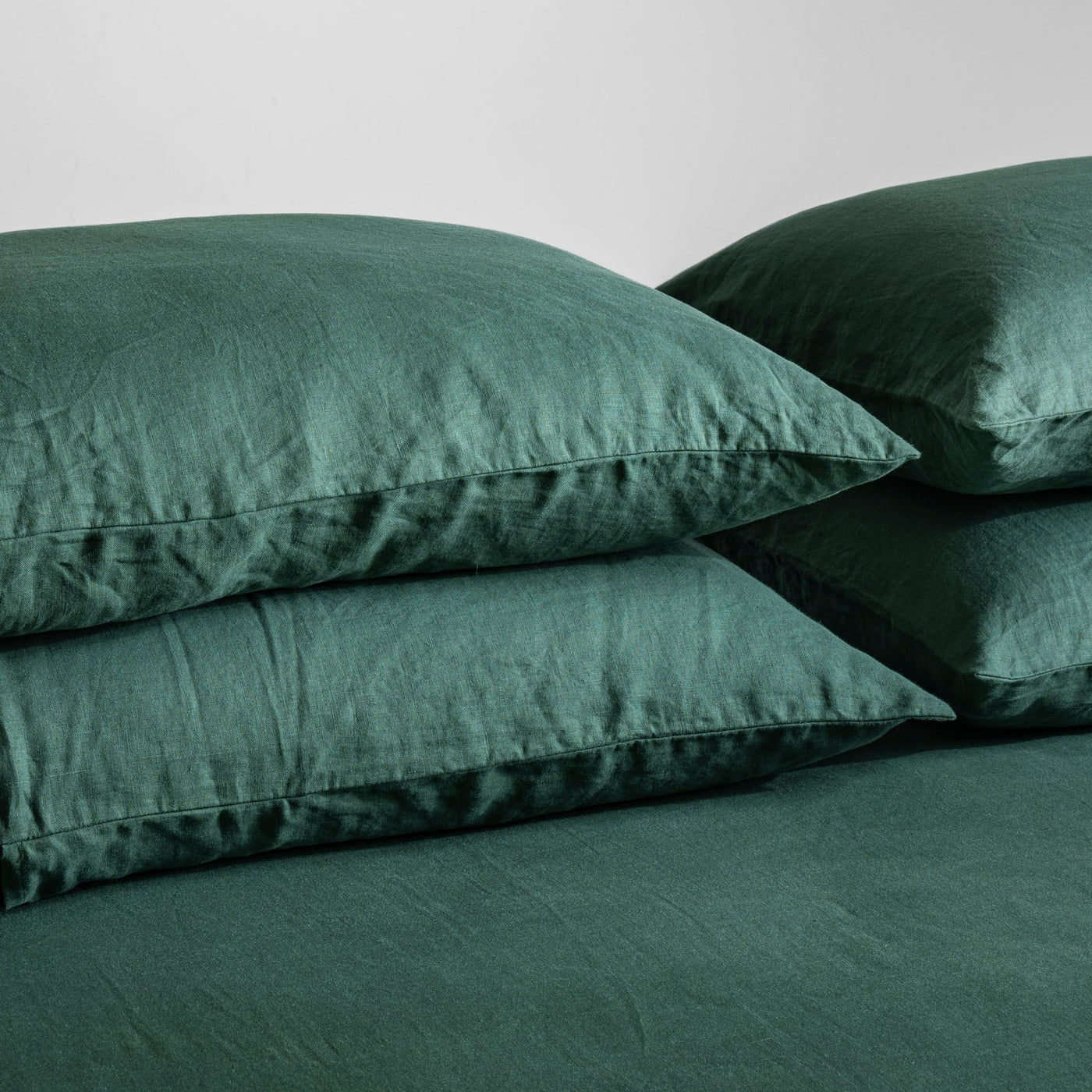 French Flax Linen Pillowcase Set in Jade