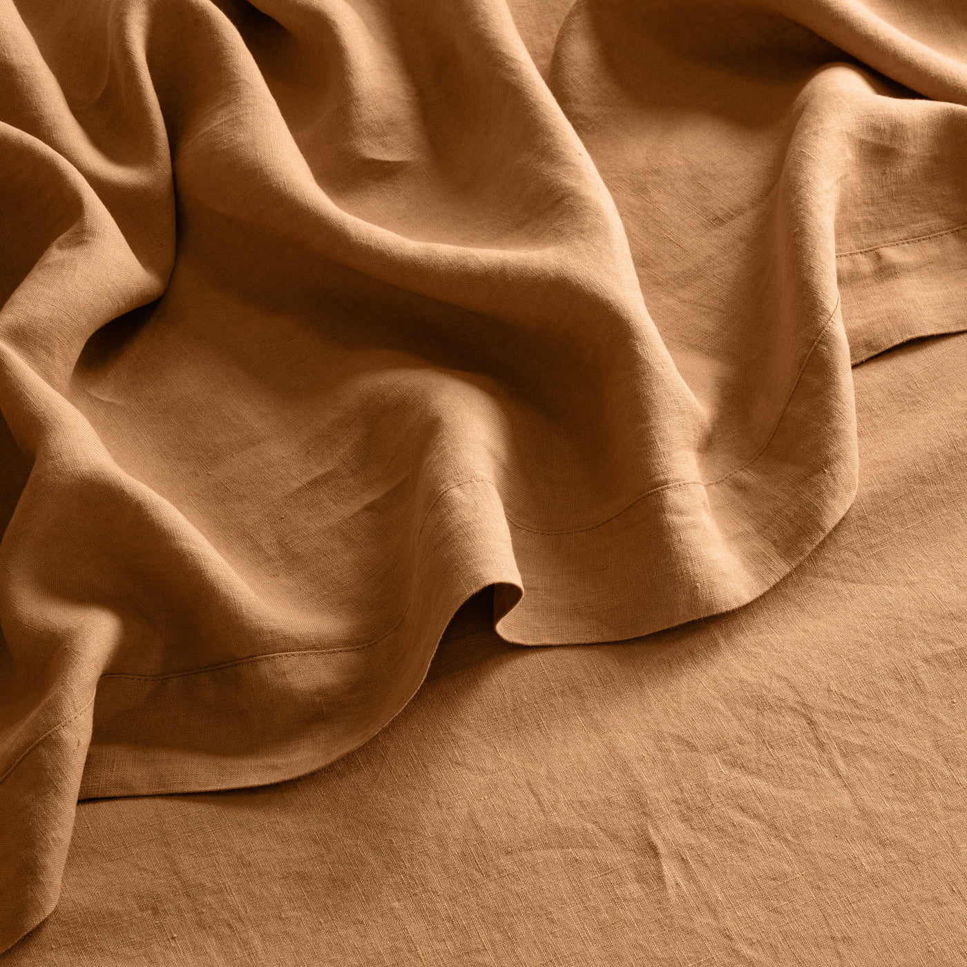 French Flax Linen Flat Sheet in Sandalwood