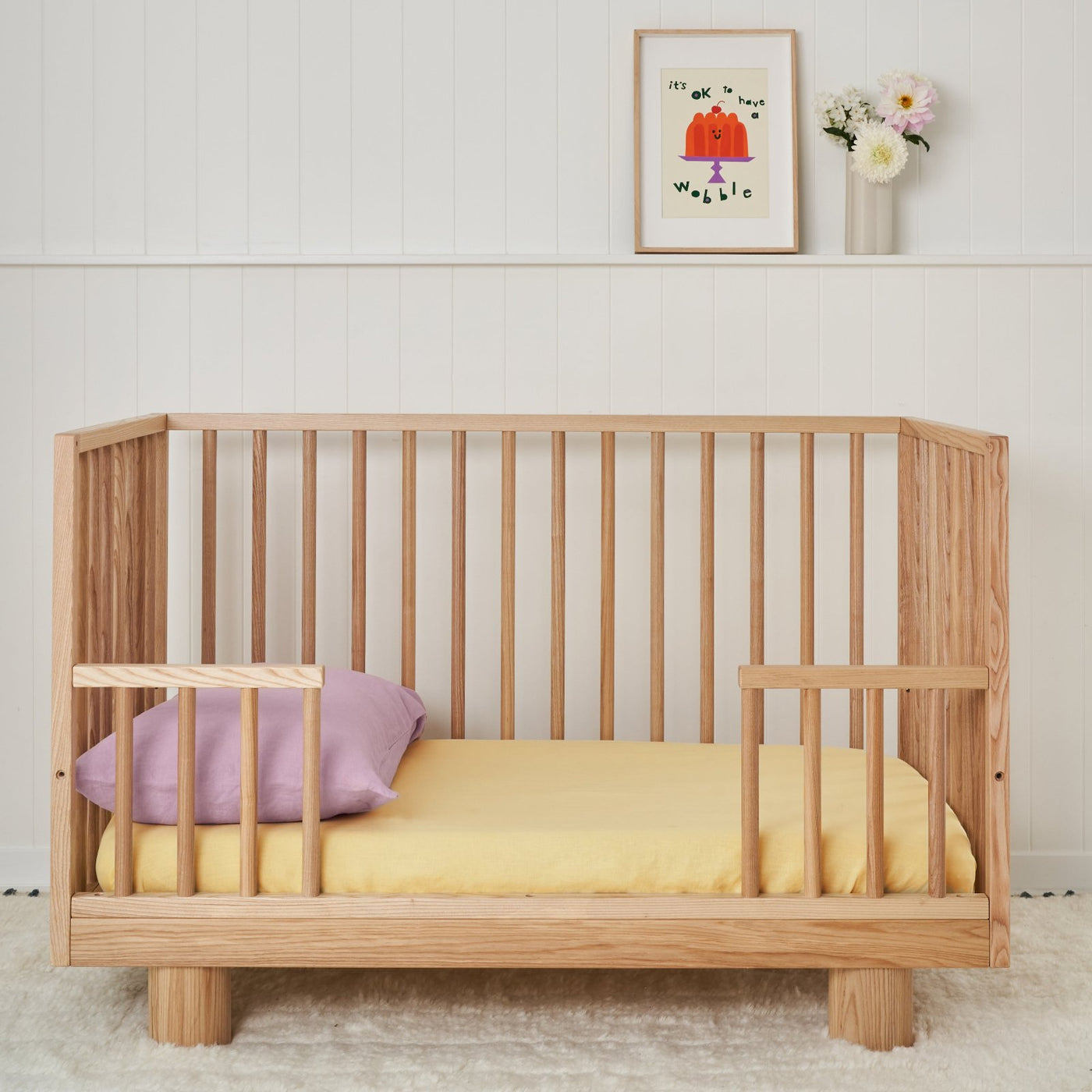 French Flax Linen Cot Sheet in Daisy