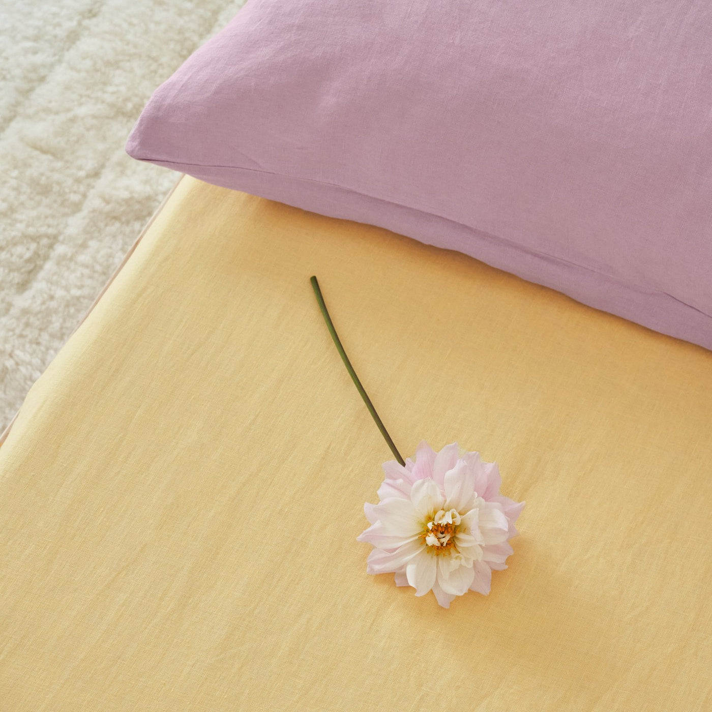 French Flax Linen Cot Sheet in Daisy