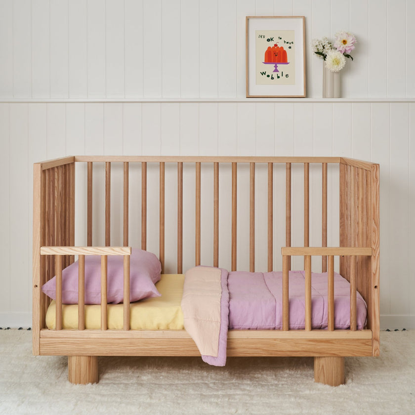French Flax Linen Cot Quilt/Play Mat in Lilac/Blush