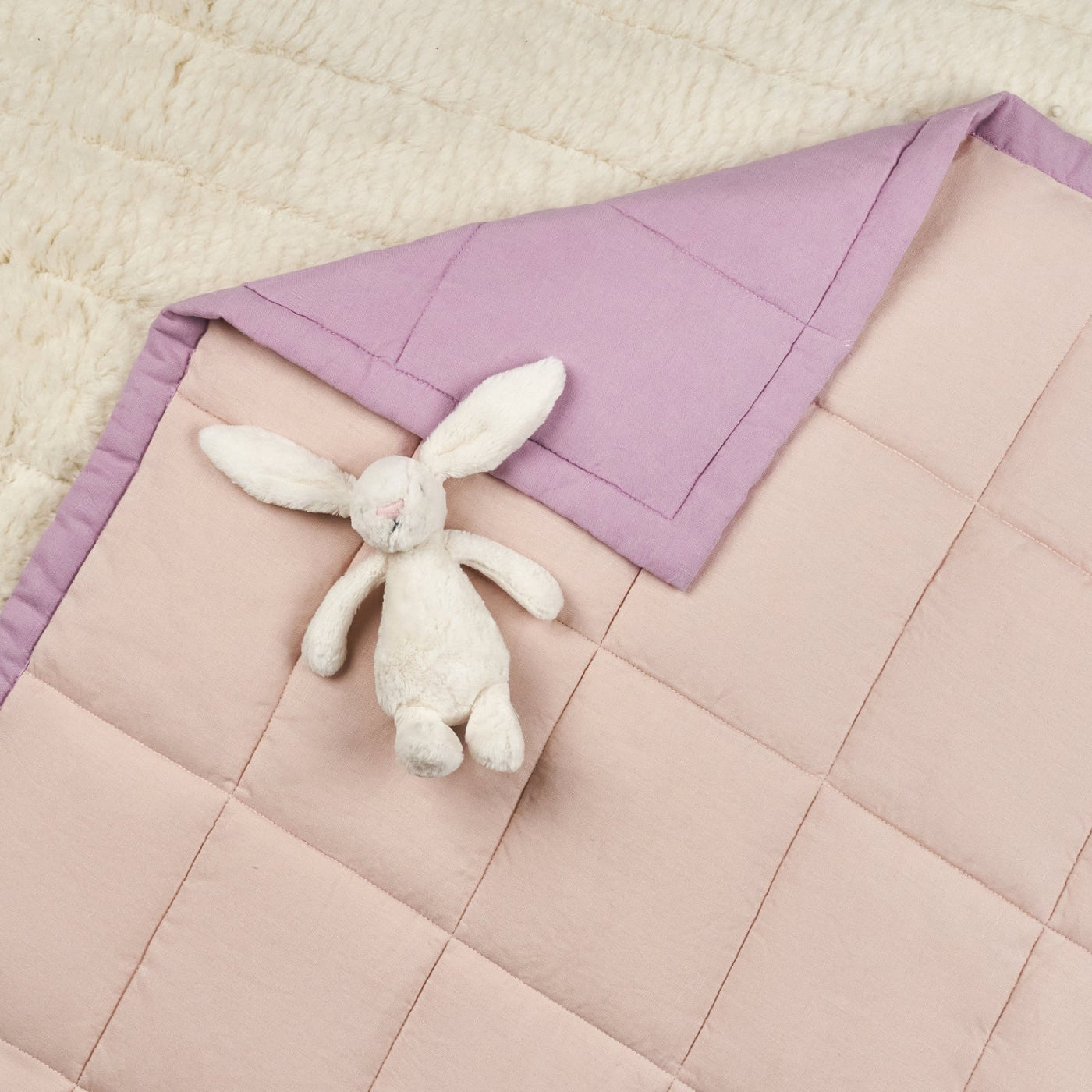 French Flax Linen Cot Quilt/Play Mat in Lilac/Blush