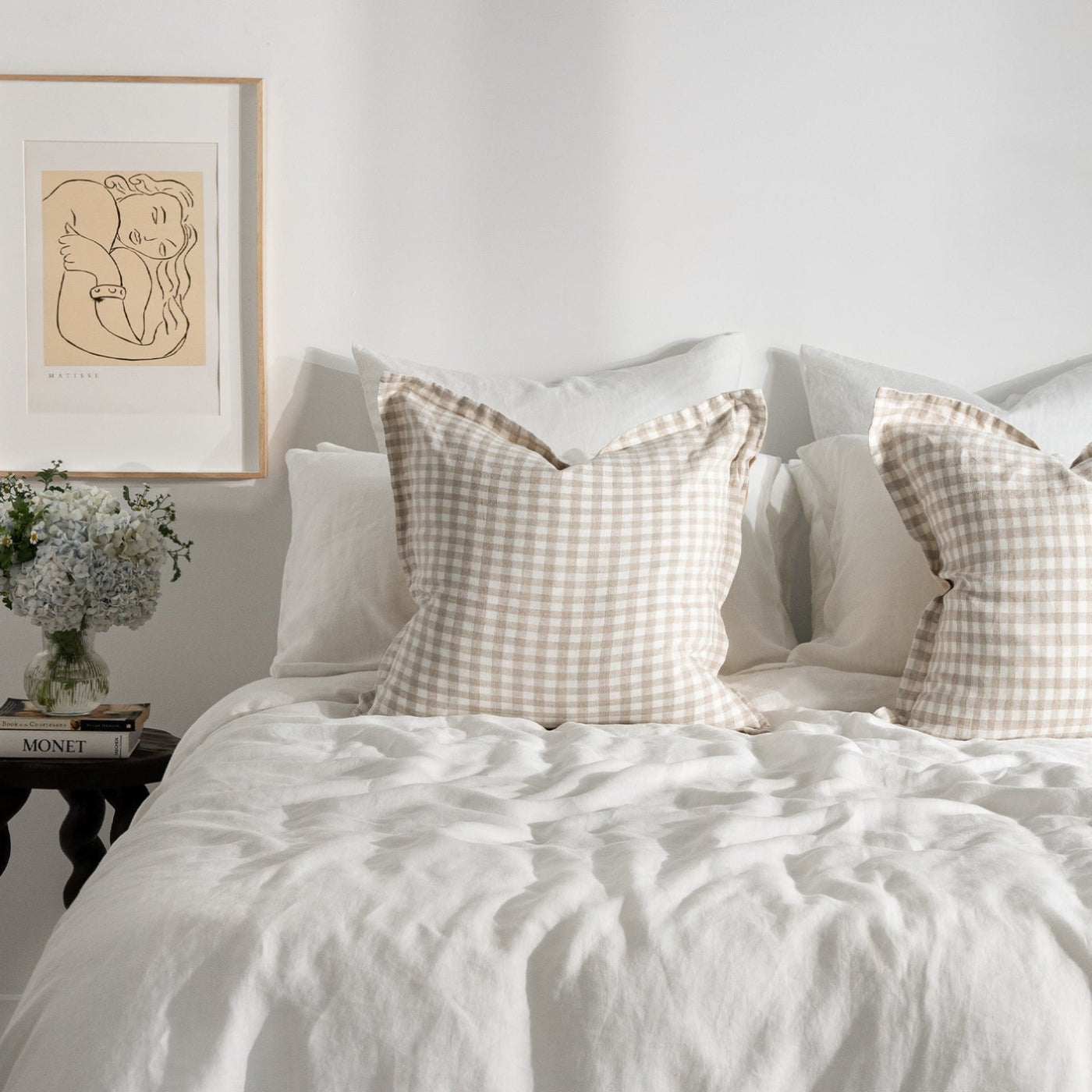French Flax Linen Double Sided Cushion Cover in Creme/Beige