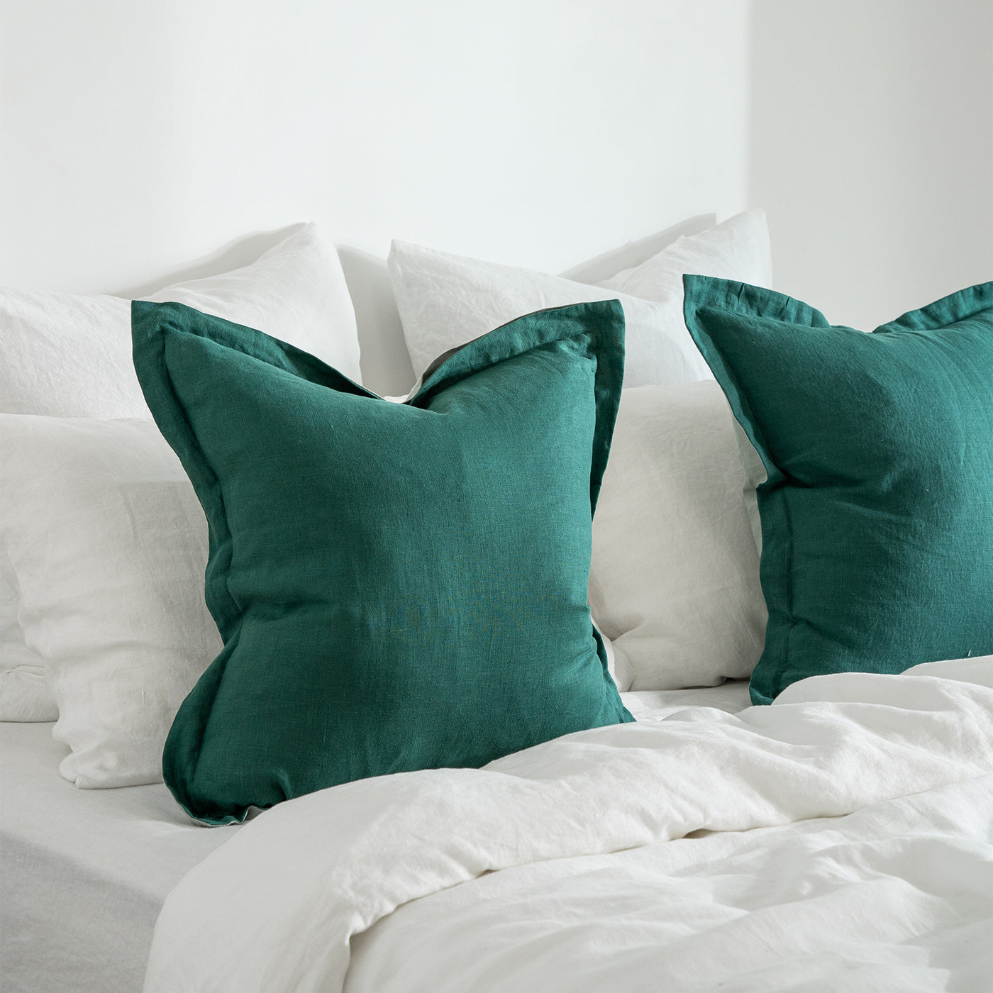 French Flax Linen Double Sided Cushion Cover in Sage/Jade