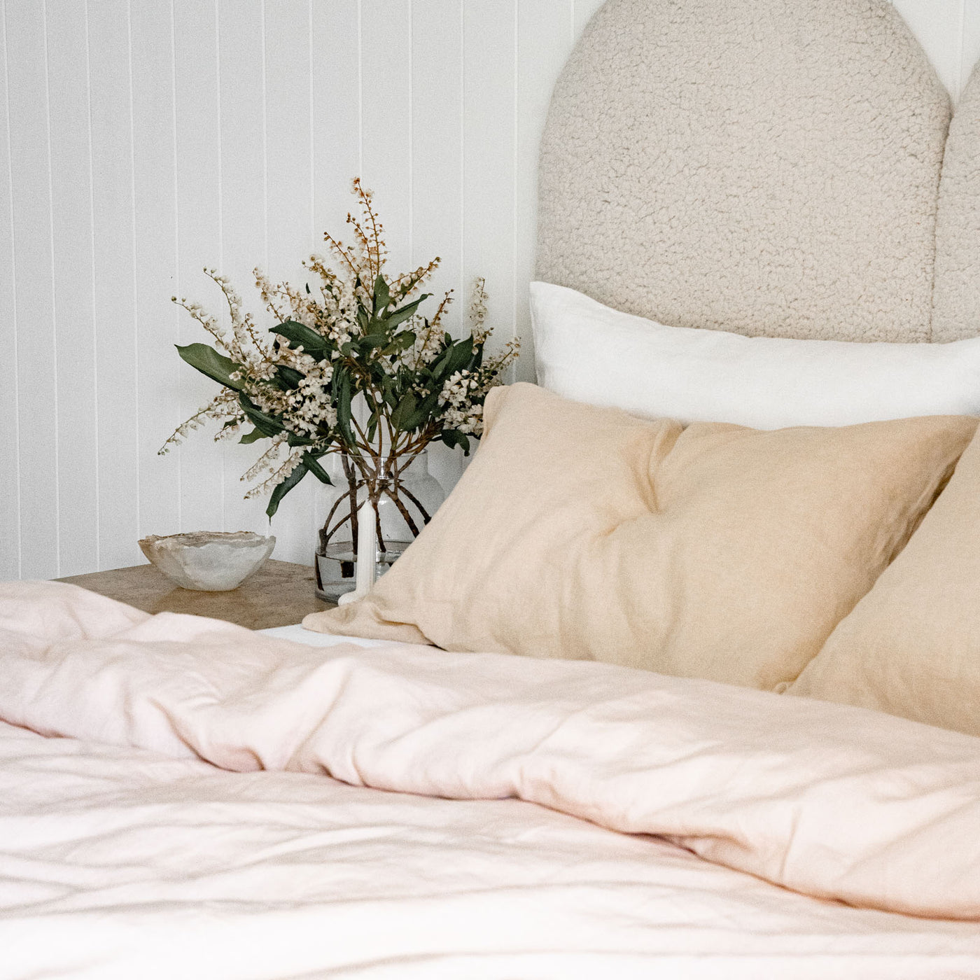 French Flax Linen Quilt Cover in Blush