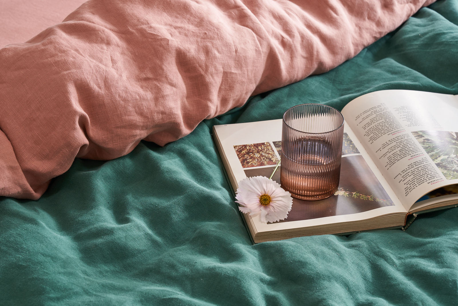 linen bedding in Rosa