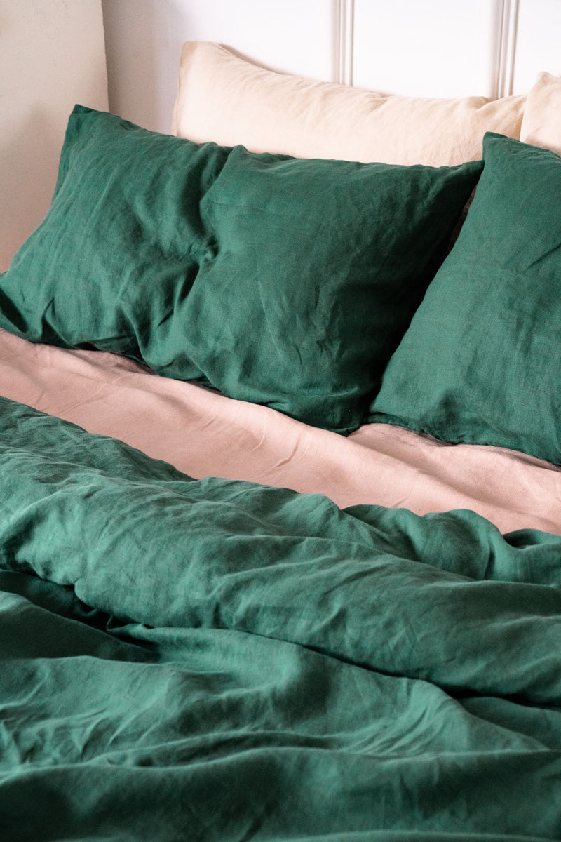 Linen Bedding in Jade