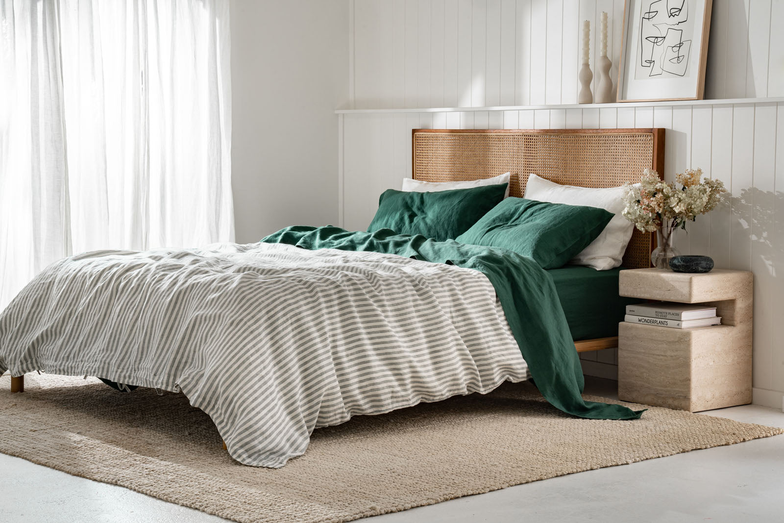 Linen Bedding in Jade