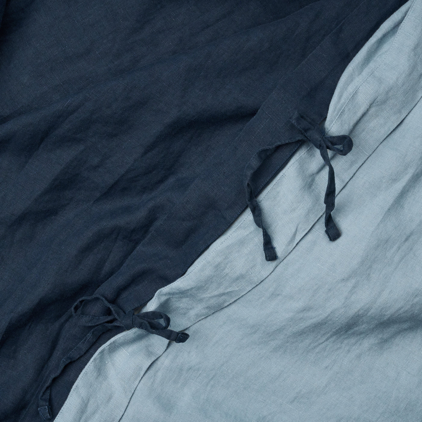 French Flax Linen Double Sided Quilt Cover Set in Indigo/Marine Blue