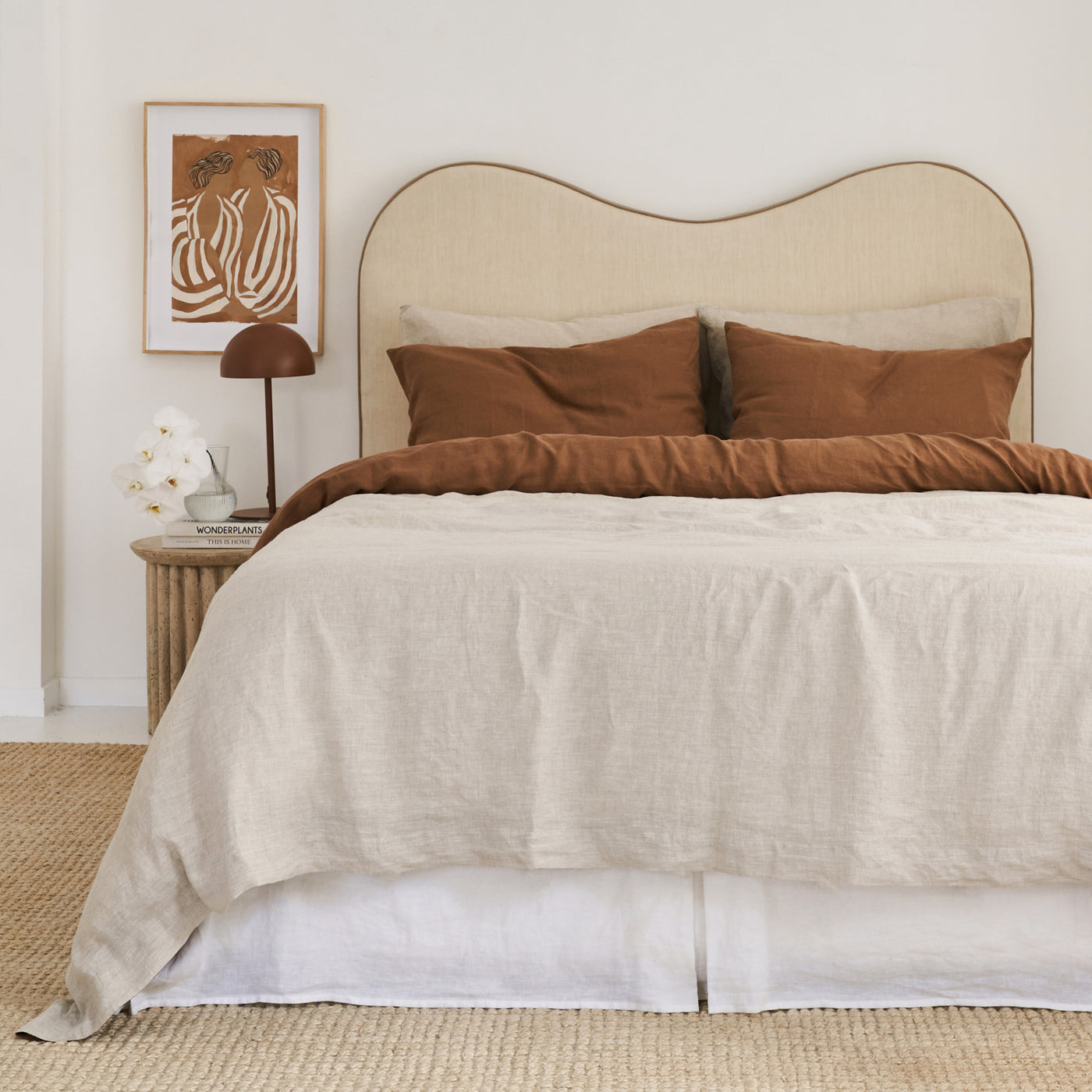 French Flax Linen Double Sided Quilt Cover in Hazelnut/Natural