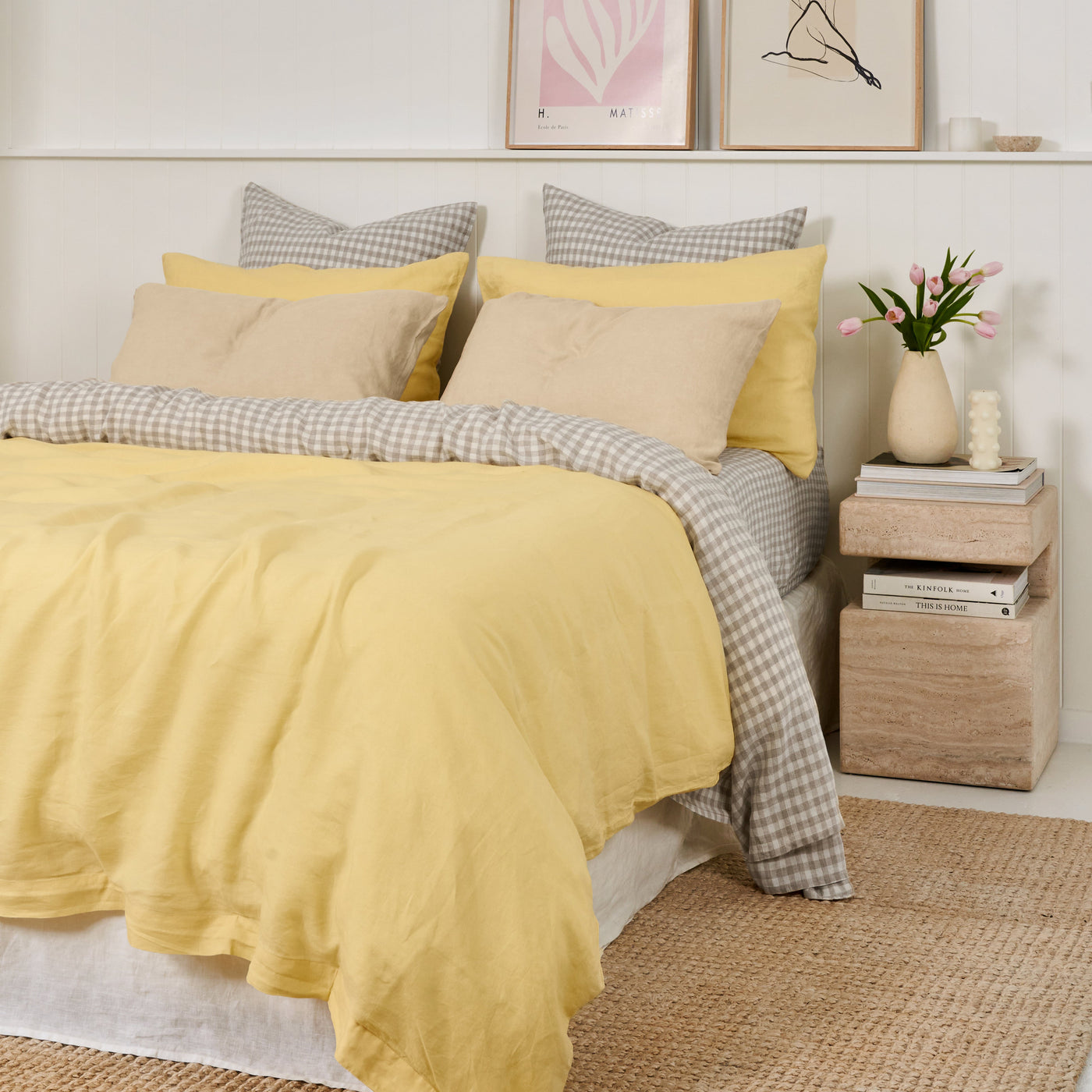 French Flax Linen Quilt Cover Set in Daisy